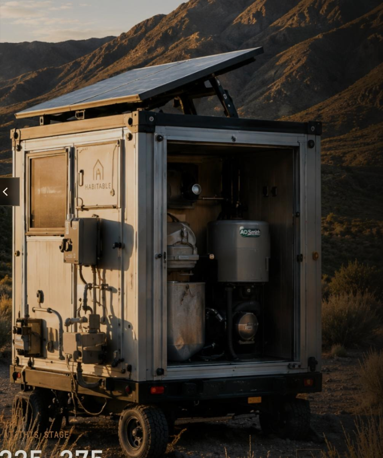 A compact off-grid utility system in a mountain setting